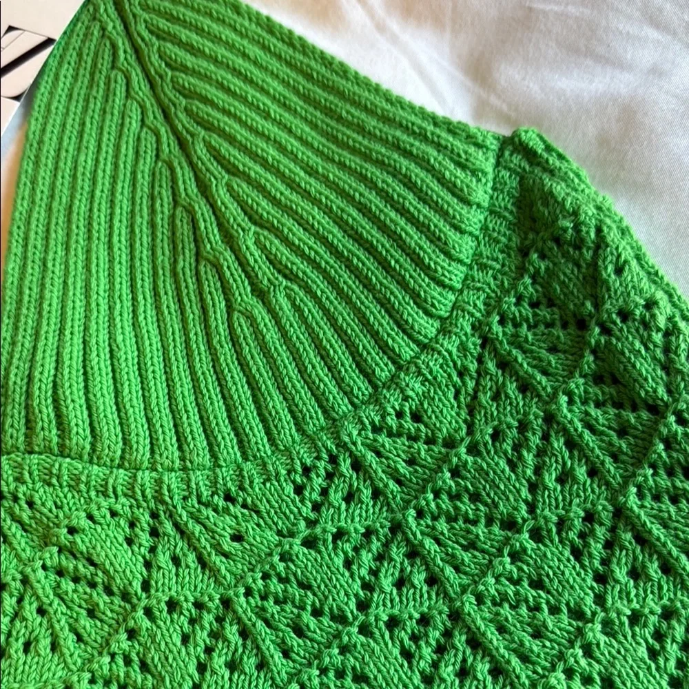 Zara Green Crochet Crop Tank Top NWT - Picture 5 of 6